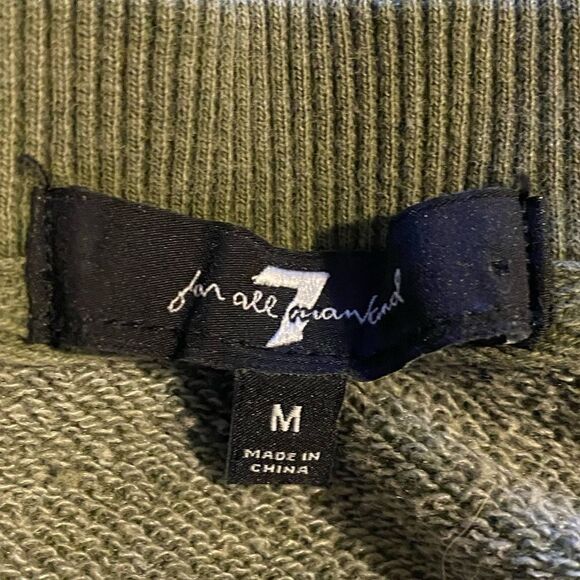 7 For All Mankind Green Ruffled Shoulder Cropped Sweatshirt - Picture 5 of 8